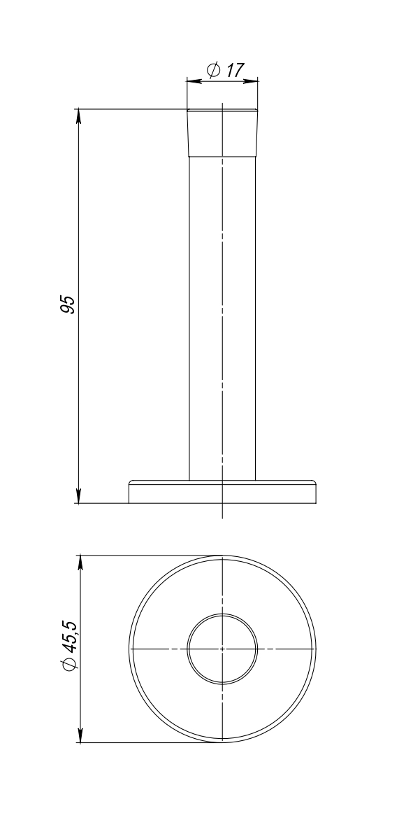 Упор дверной настенный STOPPER/M.15 INOX (нерж. сталь)