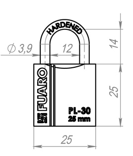 Замок навесной PL-PROTEC-3025 2key (PL-3025) англ. /блистер