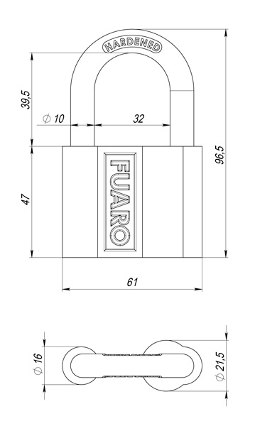 Замок навесной PL-PROTEC-4061 3key (PL-4061) , англ. /блистер