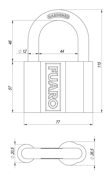 Замок навесной PL-PROTEC-4080 3key (PL-4080) англ. /блистер