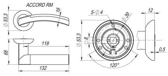 Ручка раздельная R.RM54.ACCORD (ACCORD RM) SN/CP-3 матовый никель/хром