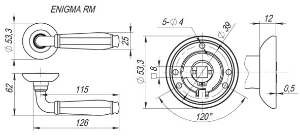 Ручка раздельная R.RM54.ENIGMA (ENIGMA RM) SN/CP-3 матовый никель/хром