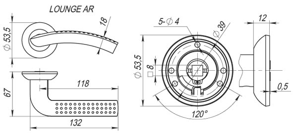 Ручка раздельная R.AR54.LOUNGE (LOUNGE AR) 130mm SG/GP-4 матовое золото/золото