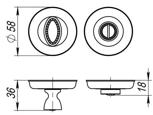 Ручка поворотная BK6.R.SM58 (BK6 SM) GOLD-24 золото24К