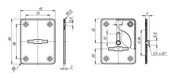 Накладка на сувальдный замок ESC.S-lift+S/K.set (ESC081/082) хром (2шт.)