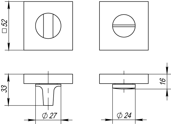 Ручка поворотная BK6.K.DM51 (BK6 DM) SN/CP-3 матовый никель/хром