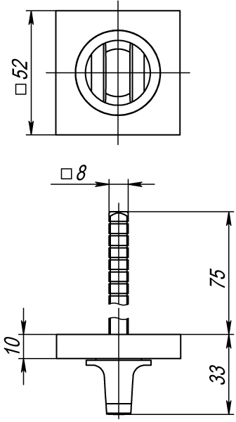 Ручка поворотная BKW8.K.KM52 (BKW8 KM) CP-8 хром