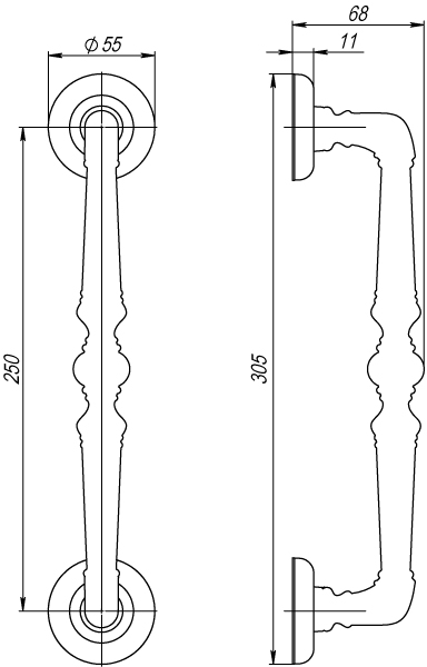 Ручка-скоба PULL.SM250.PALAZZO AB-7 (PALAZZO PULL SM) матовая бронза