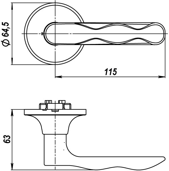 Ручка защелка DK624/BL AB-BK (624/BL AB-B) (фик.) бронза