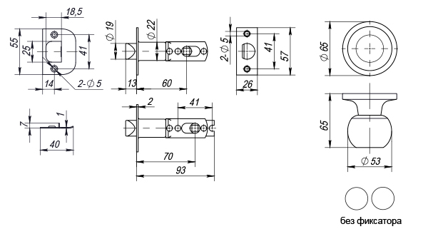 Ручка защелка DK672/BL AB-PS (672/BL AB-P) ( без фик.) бронза