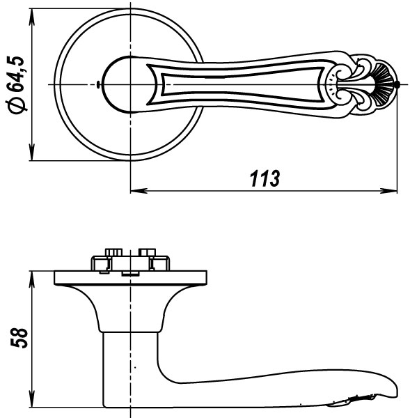 Ручка защелка DK637/BL РB-Е (637/BL РB-Е) (кл/фик.) золото