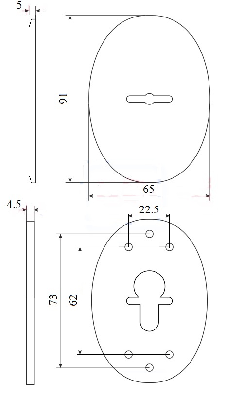 Декоративная накладка ESC 475 (90х65) СP ХРОМ на сувальдный замок