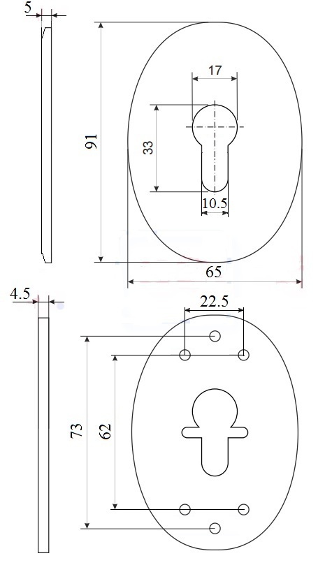 Декоративная накладка под цилиндр ESC 473 (90х65) СP ХРОМ