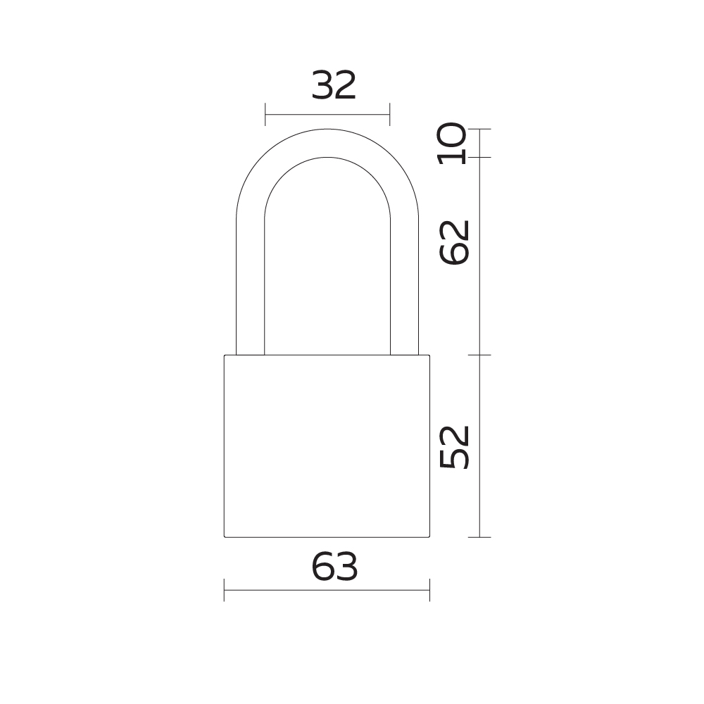 Замок навесной PL-UNI-0163-L (PL-01-63-L) 3key англ. /блистер