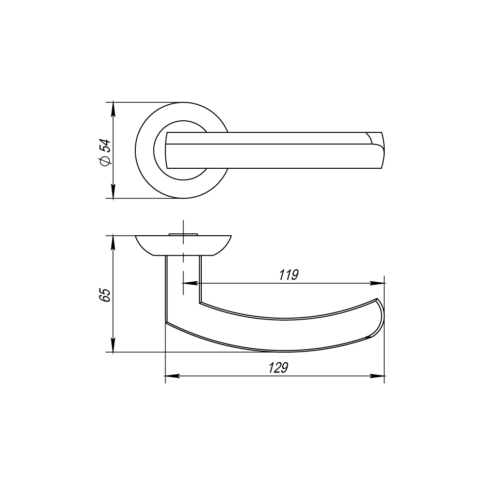 Ручка раздельная R.AR54.ALFA (ALFA AR) 140mm BL-24 черный