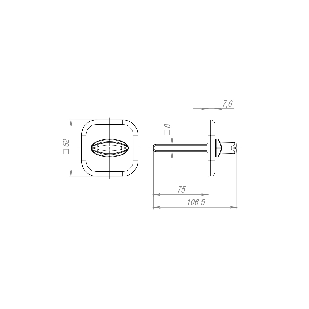 Ручка поворотная BKW8x75.K.TRD62 BL-24 черный ПЛАСТИК