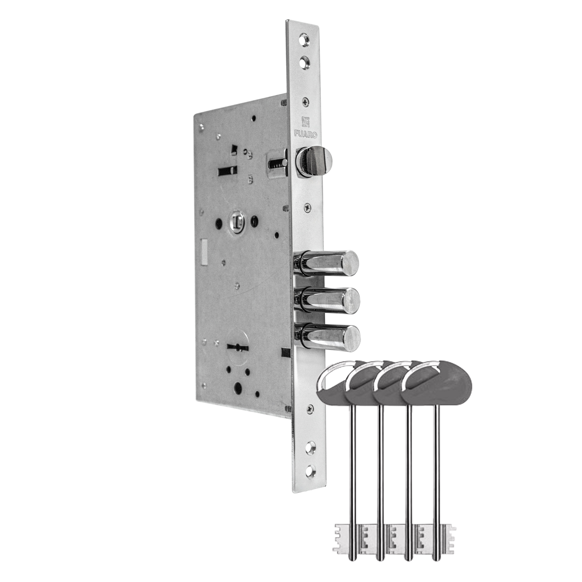 Замок врезной сувальдный MDV25/S-60.85.3R16 w/o plate 4key (ключ удл. 115/75 4 мм серый)