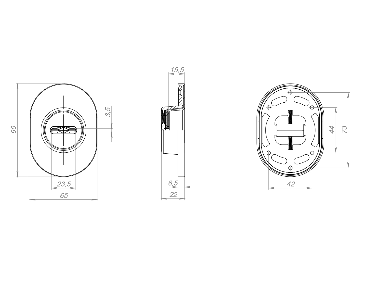 Накладка на сувальдный замок ESC.S-auto.RLR/U/R.477 BL-24 черный (1шт.)