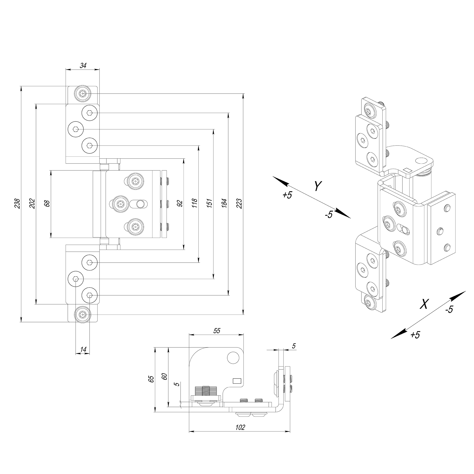 Петля скрытой установки HH-120 (hide hinge) до 120 кг (на 2 петли)