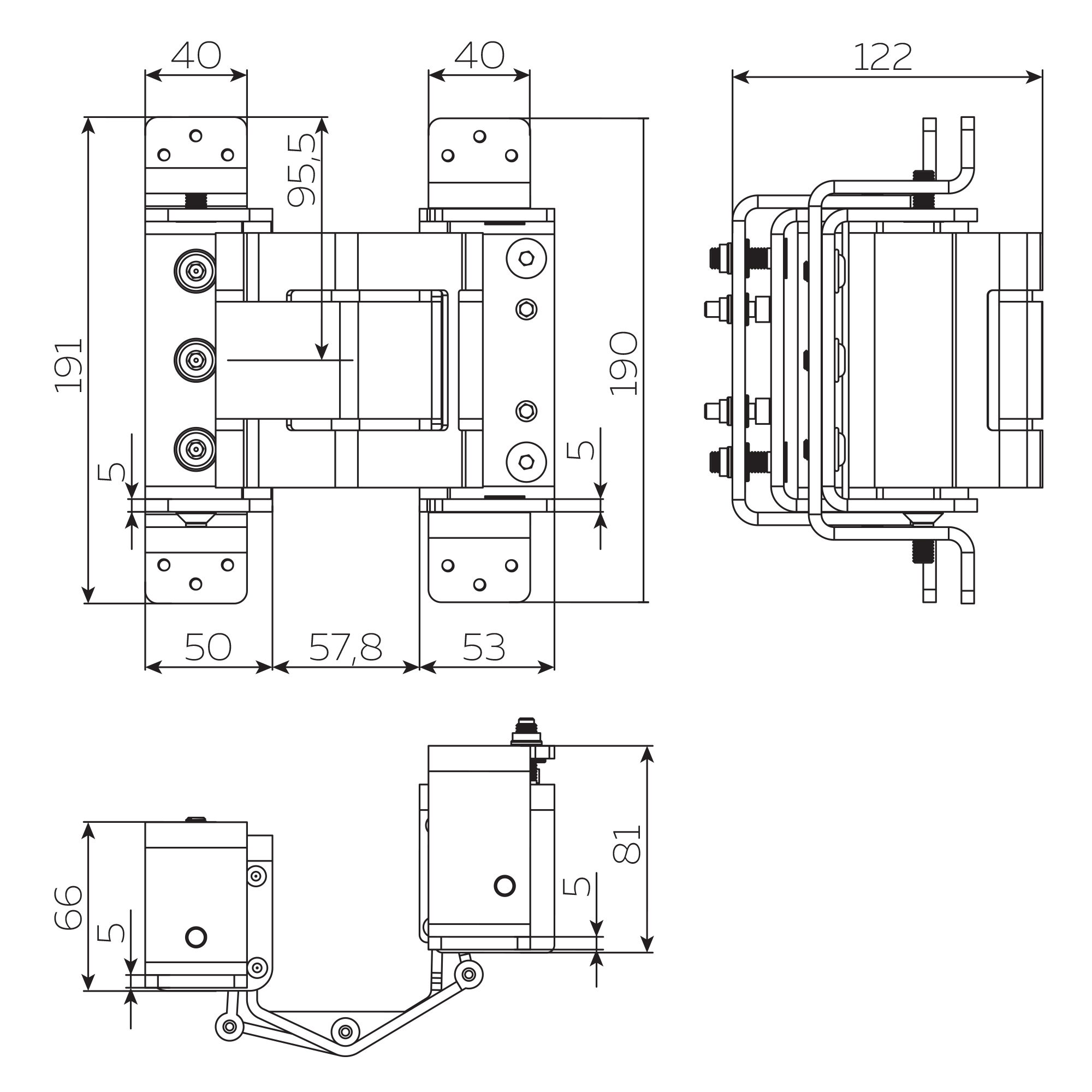 Петля скрытой установки HHR-120 BL (черный) до 120 кг (на 2 петли)