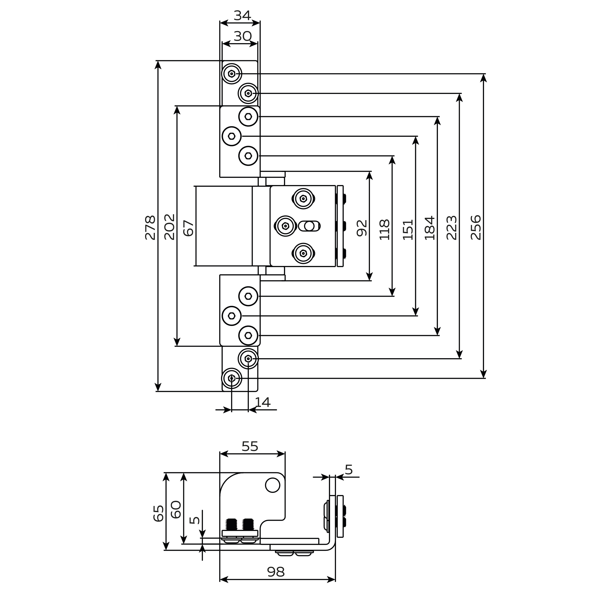 Петля скрытой установки HHR-120 BL (черный) до 120 кг (на 2 петли)