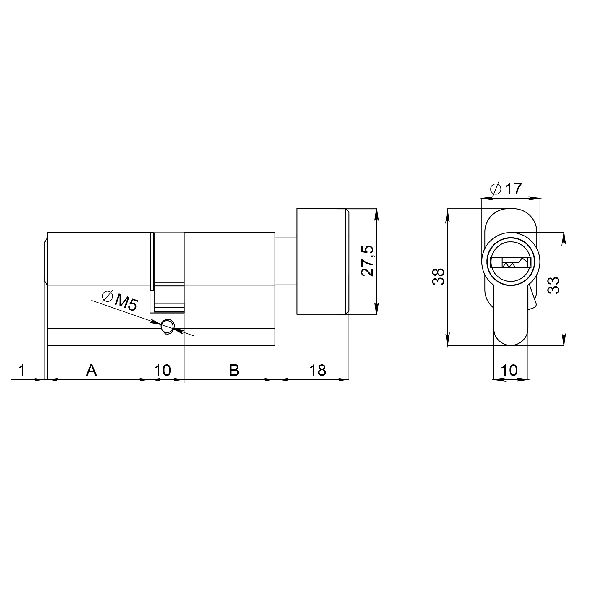 Цилиндровый механизм (200 ZM/90) 2000ZM Knob 90 (40+10+40) BL-24 черный 5Key с вертушкой