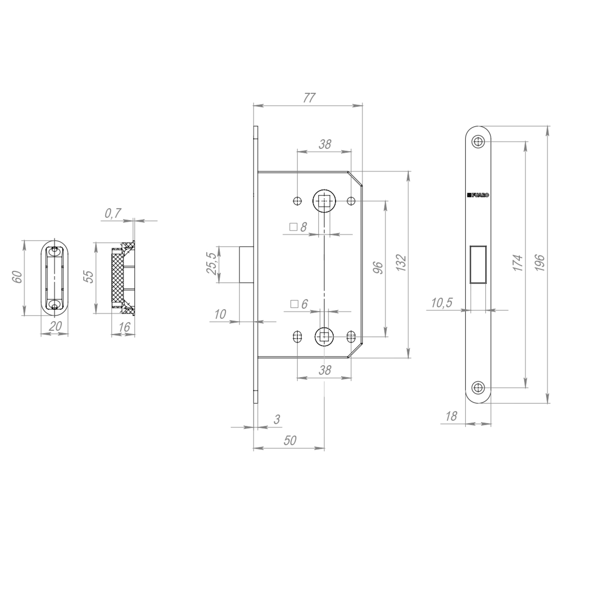 Защелка врезная магнитная MAGNM96WC-50/BL INOX SSC-16 сатин. хром (блистер)