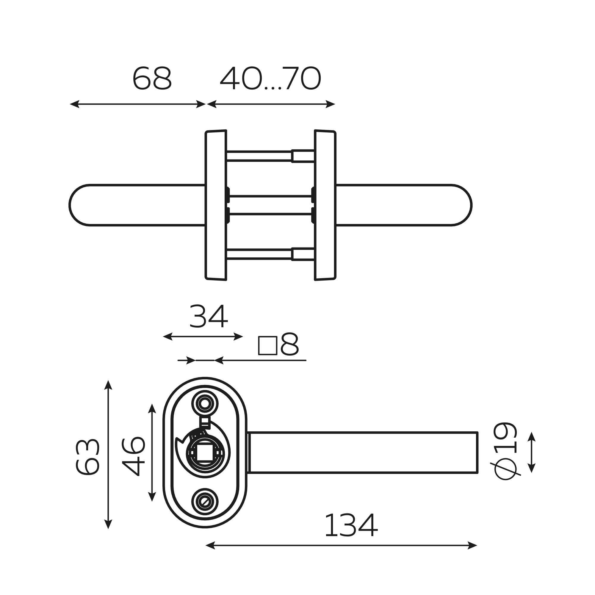 Ручка раздельная R.DSS201-0204P/19 (DSS-0204P/19) INOX 201 BLACK  (овальное основание)