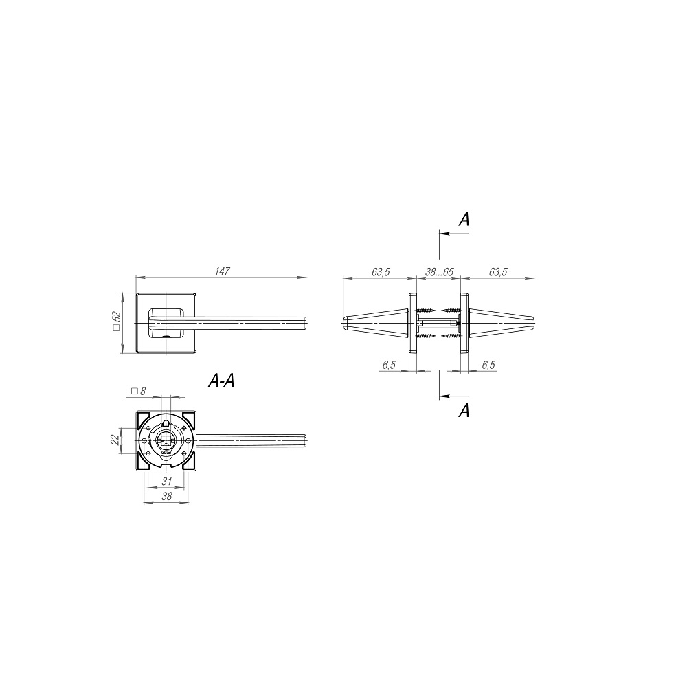 Ручка раздельная K.SL52.PRIME (PRIME SL) SSG-39 сатинированное золото