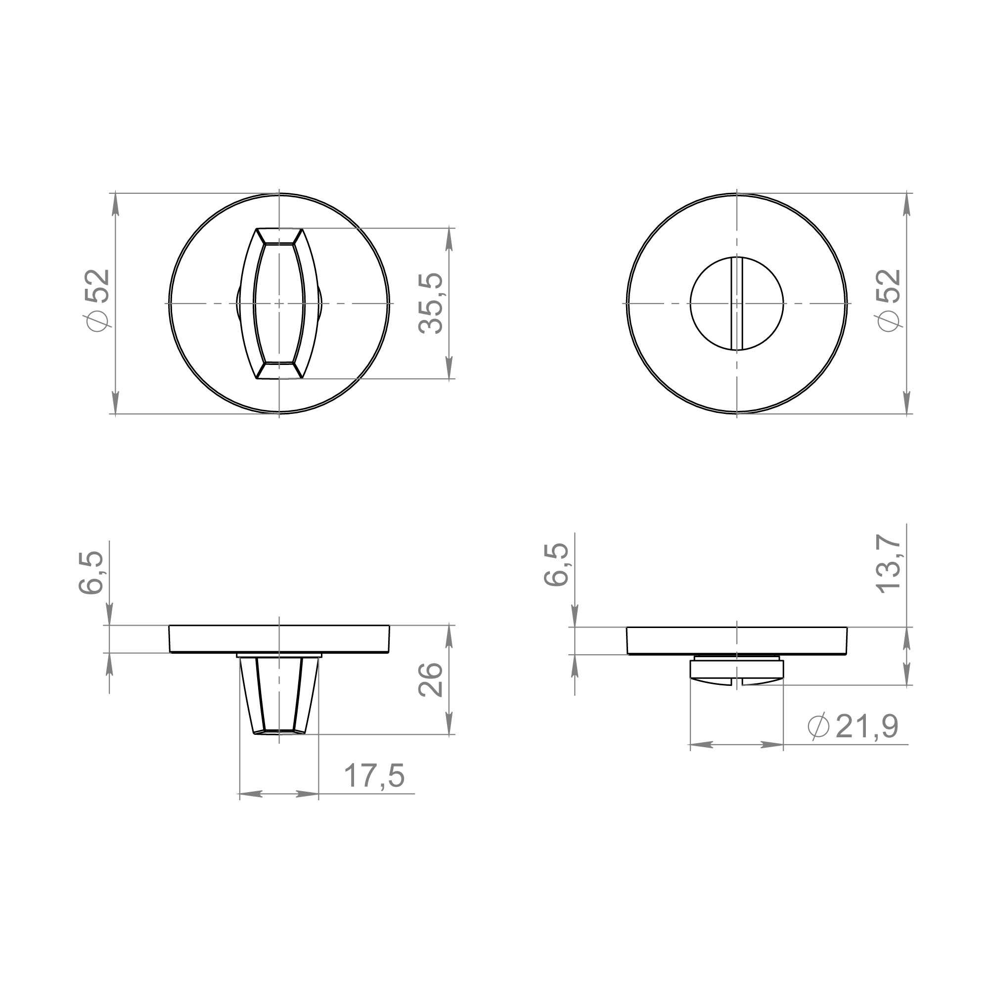 Ручка поворотная BK6.R.ZLR52 BL-24 черный