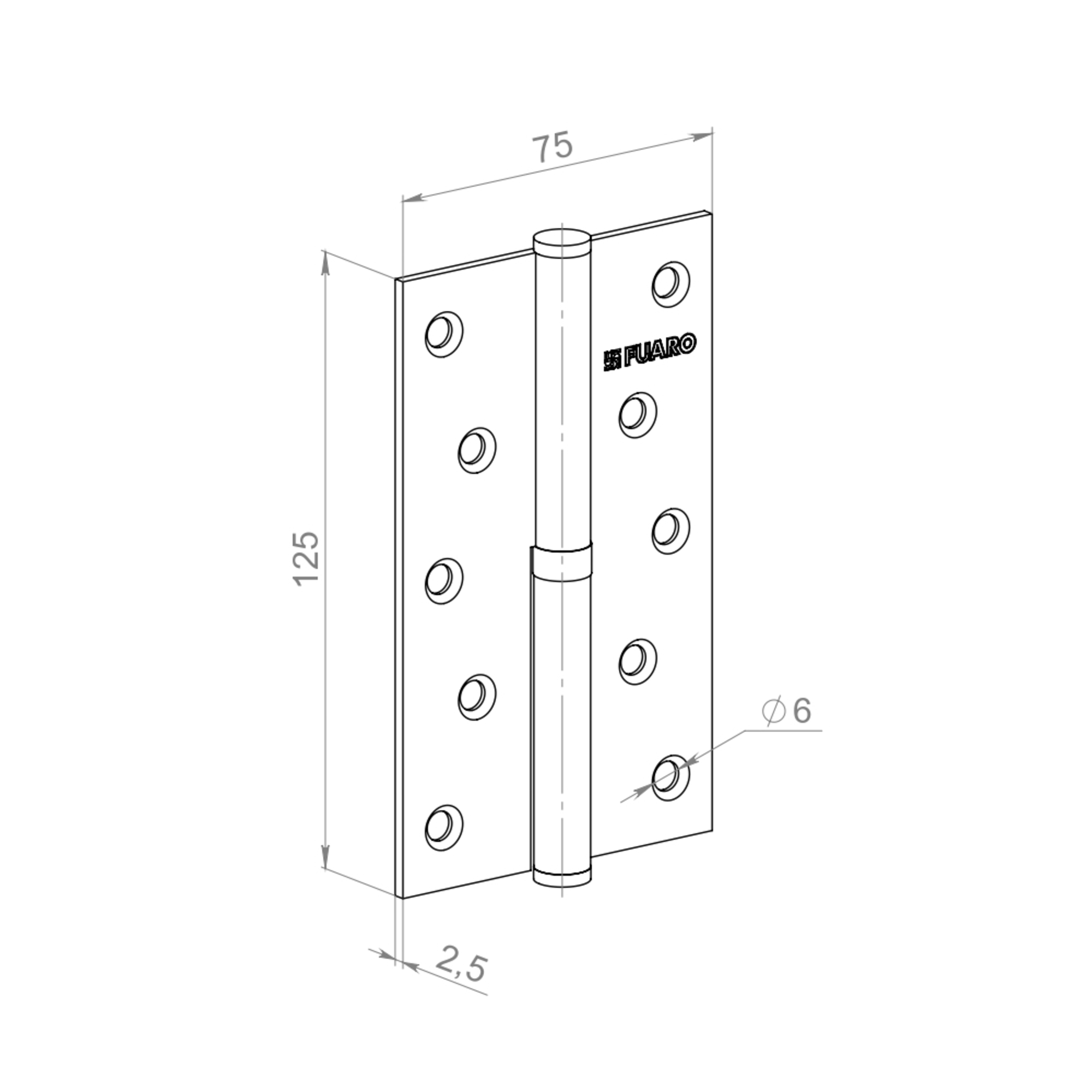 Петля съемная IN5430SR-BL WH правая (413/BL-5 125x75x2,5) белый БЛИСТЕР