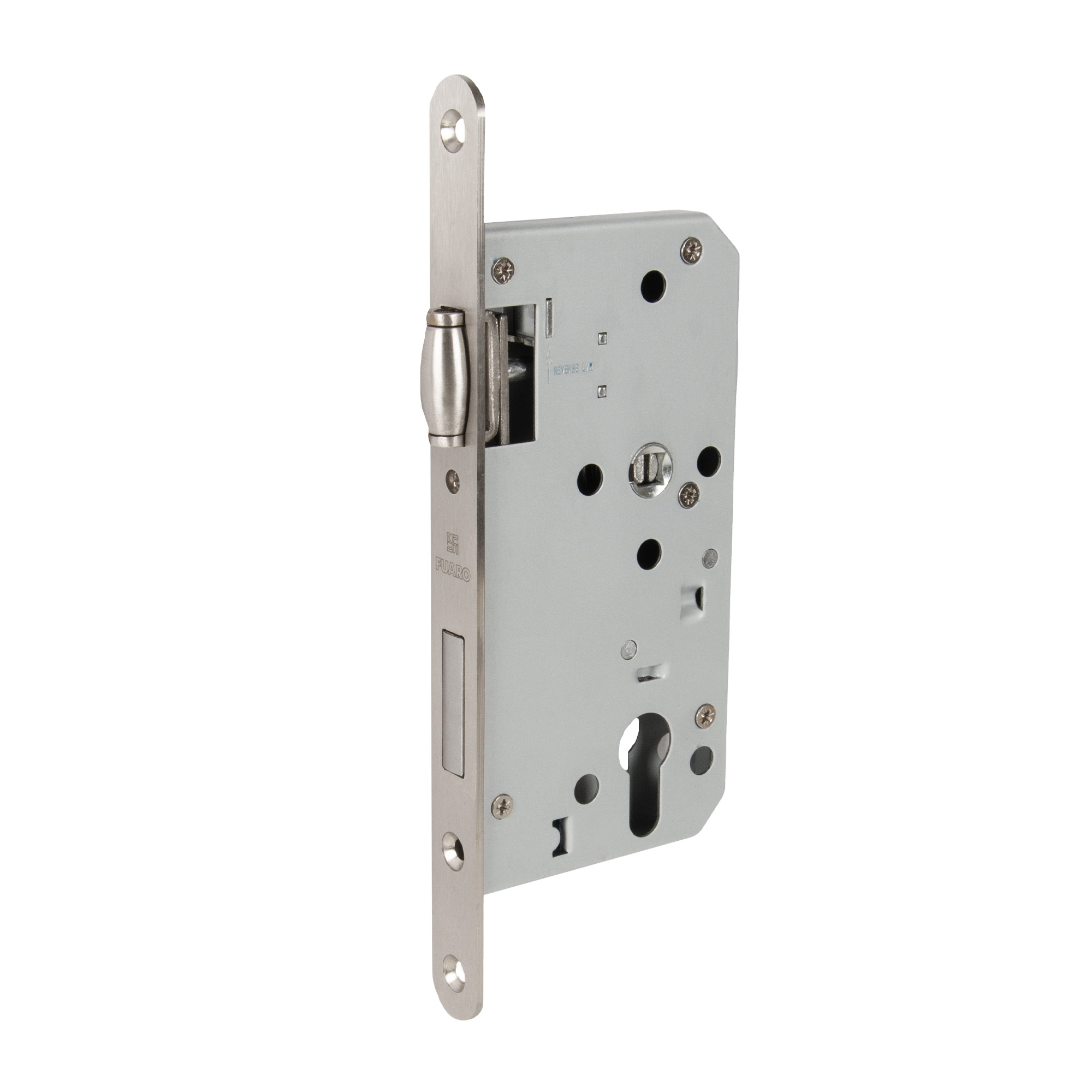 Замок врезной DD.INOX/C-55.72/R с роликовой защелкой (лиц.планка 20 мм)