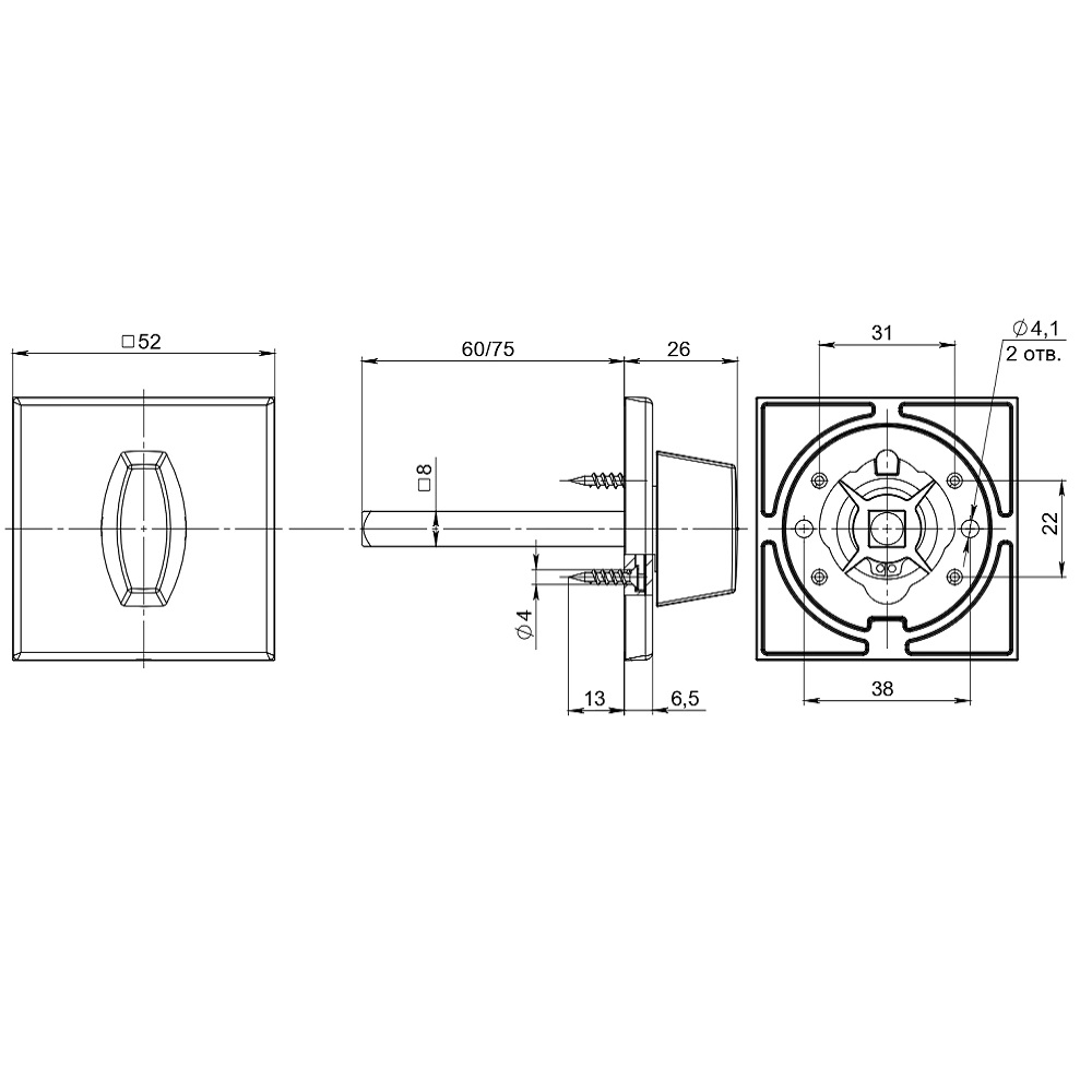 Ручка поворотная BKW8x75.K.RL52 (BKW8x75 RL) ABG-6 зелёная бронза
