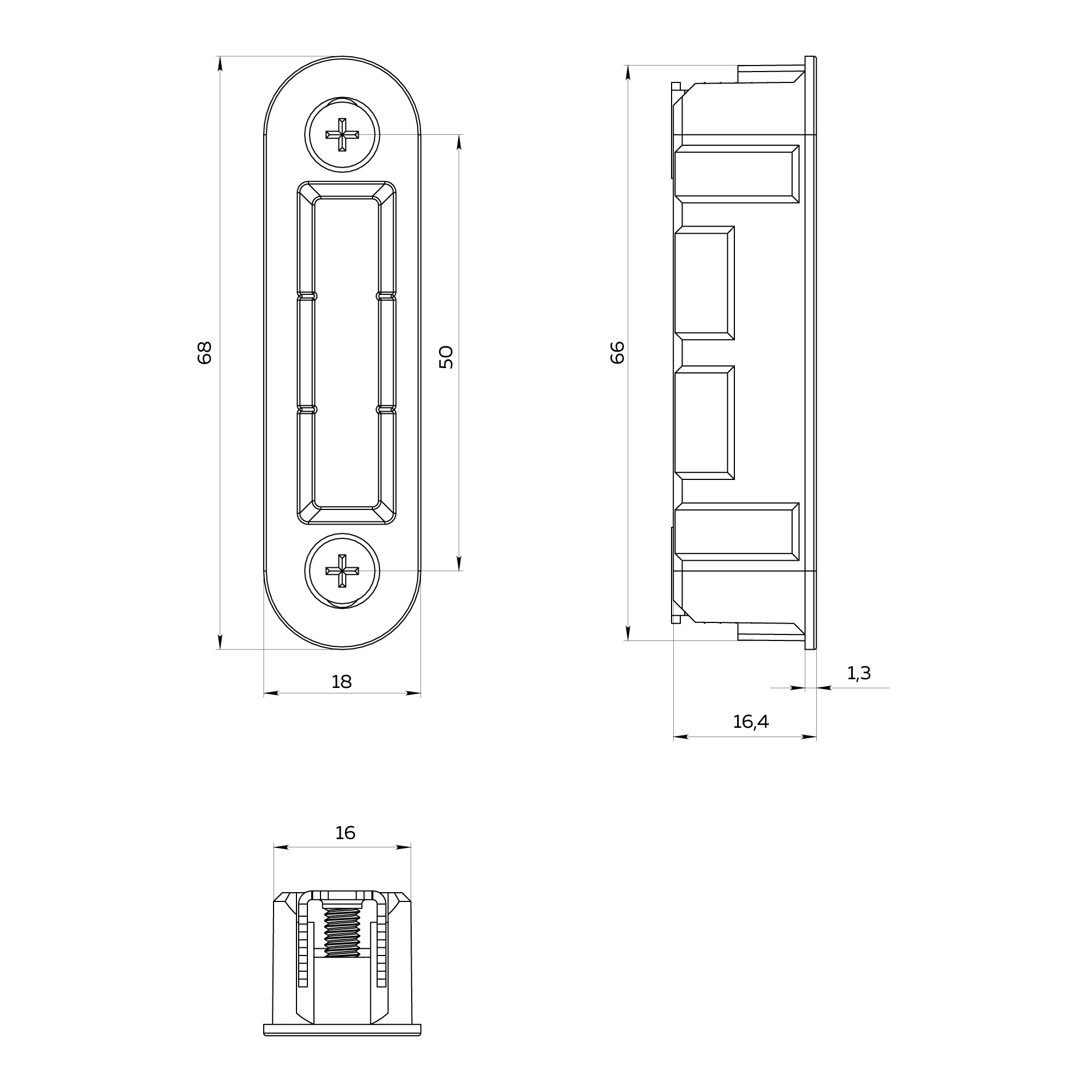 Ответная магнитная планка Alutop BL, цвет- чёрный