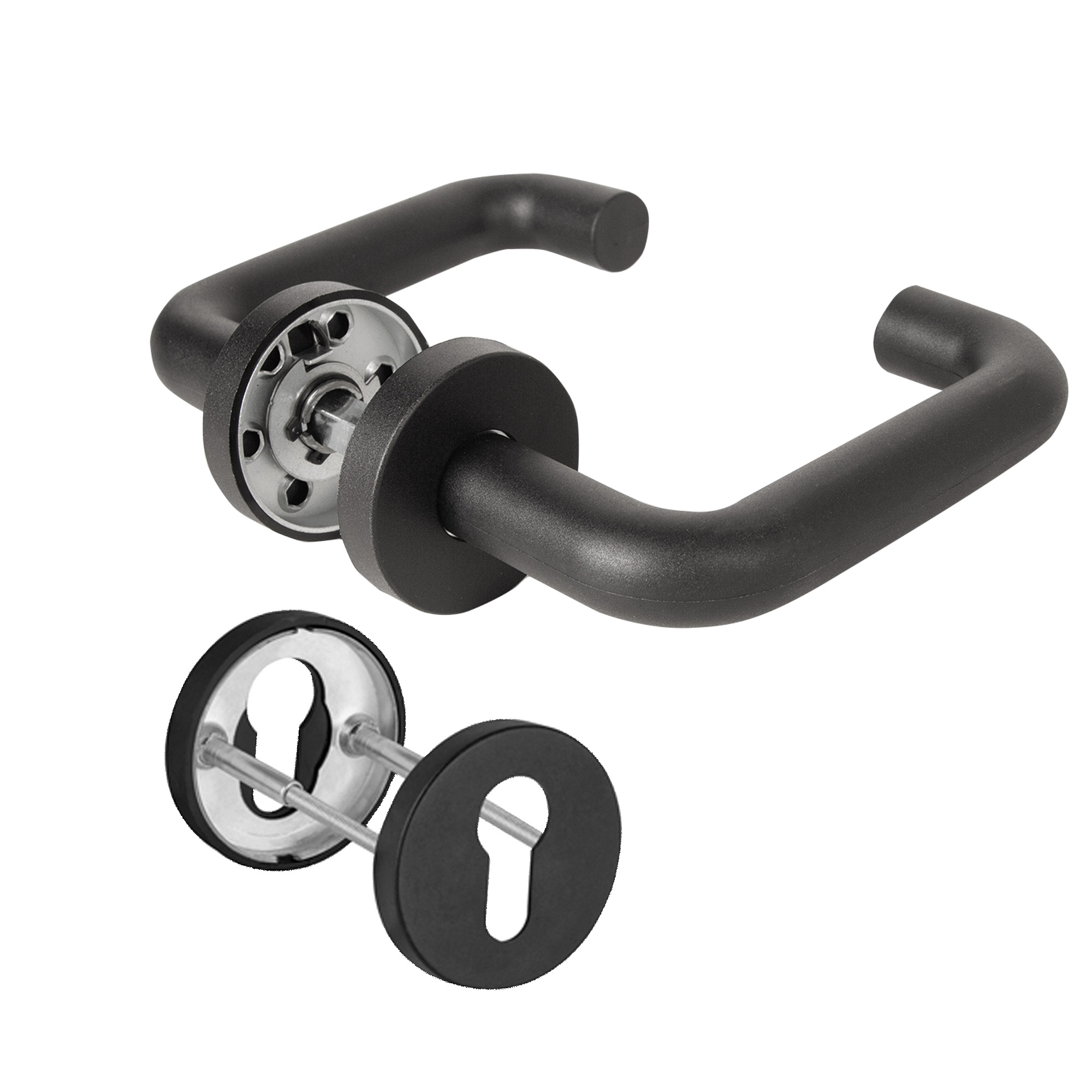  Комплект дверных ручек с накладками под цилиндр 